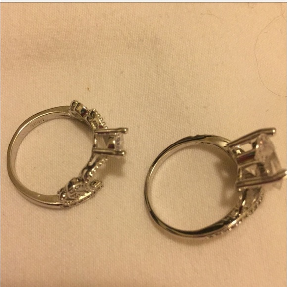 Ring Set Silver Crown and Heart w/ CZ stones - Picture 3 of 8